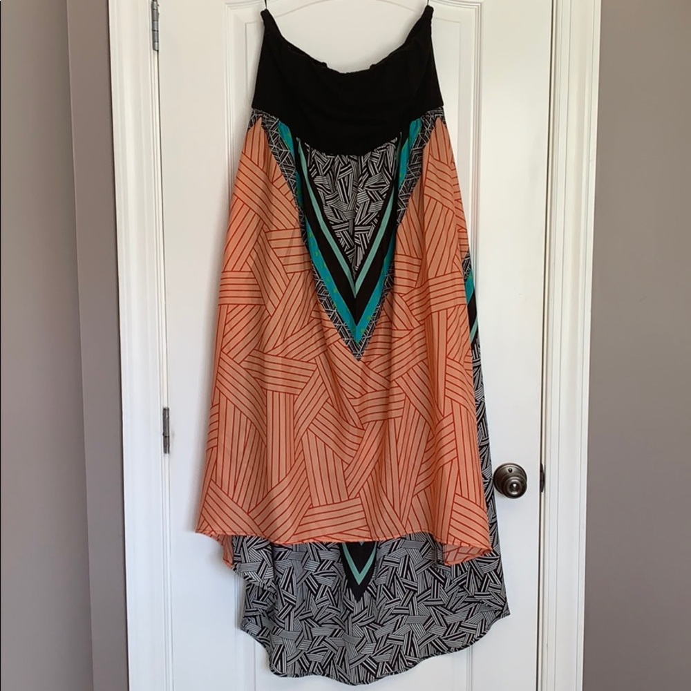 Tribal/Aztec Print High-Low/Strapless Dress